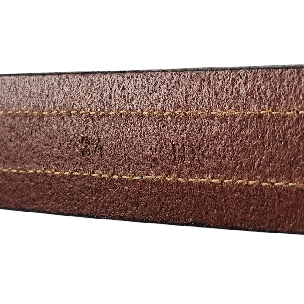 Tommy Hilfiger American Vintage Brown Leather Logo Belt 213210 Mens Size 34